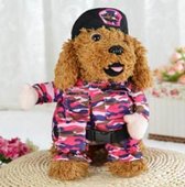 Carnavalspak voor de hond als soldaat roze camouflage