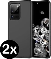 Samsung Galaxy S20 Ultra Hoesje Siliconen Case Hoes - Zwart - 2 PACK