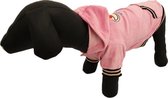 Velours sweater met print in de kleur roze - L ( rug lengte 36 cm, borst omvang 44 cm, nek omvang 28 cm )
