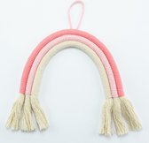 Regenboog macramé – donker roze/licht roze/beige