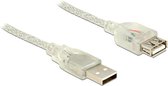 USB-A naar USB-A verlengkabel - USB2.0 - tot 2A / transparant - 1 meter