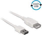 Easy-USB-A naar USB-A verlengkabel - USB2.0 - tot 2A / wit - 2 meter