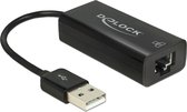DeLOCK Premium USB-A naar RJ45 Fast Ethernet LAN adapter - USB2.0 - CAT5 / zwart - 0,10 meter
