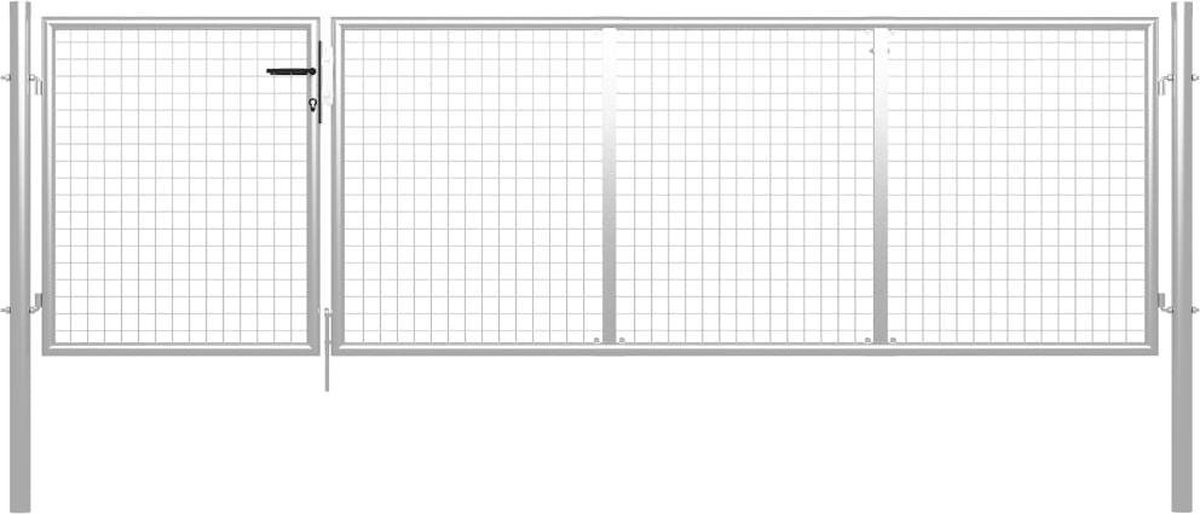 vidaXL - Tuinpoort - staal - 350x75 - cm - zilver