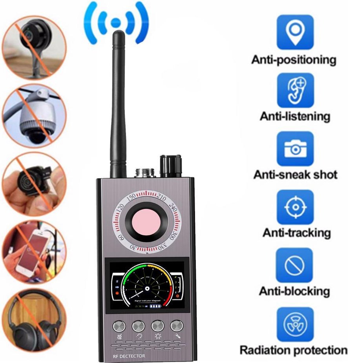 Détecteur de Signal RF, Détecteur de Caméra Détecteur de Bugs Sans