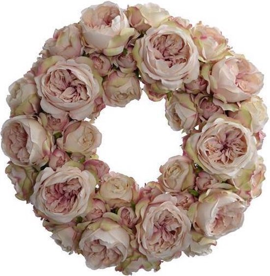 Viv! Home Luxuries Krans - zijden Engelse rozen - creme / licht roze |  bol.com