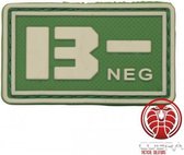 B- NEG 3D PVC Militaire bloedgroep patch embleem groen fluo met klittenband