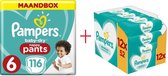 Pampers Baby Dry Pants Maat 6 - 116 Luierbroekjes + Pampers Billendoekjes Sensitive 624 Stuks