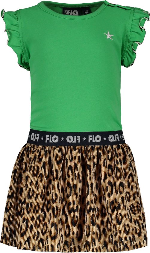 Like FLO Meisjes animal print jurk met ruffle top - groen - Maat 92 |  bol.com