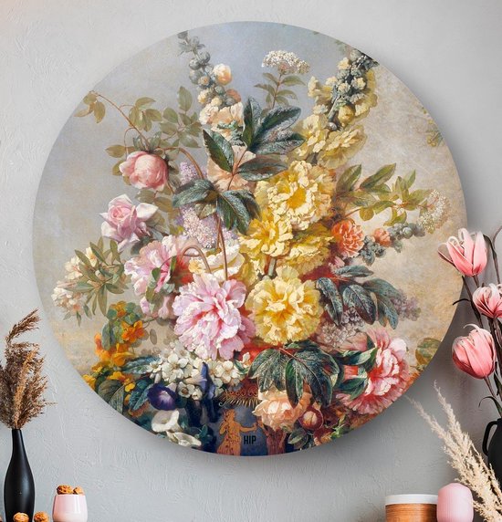 HIP ORGNL Schilderij Grote vaas met bloemen - ⌀80cm - Wandcirkel | bol.com