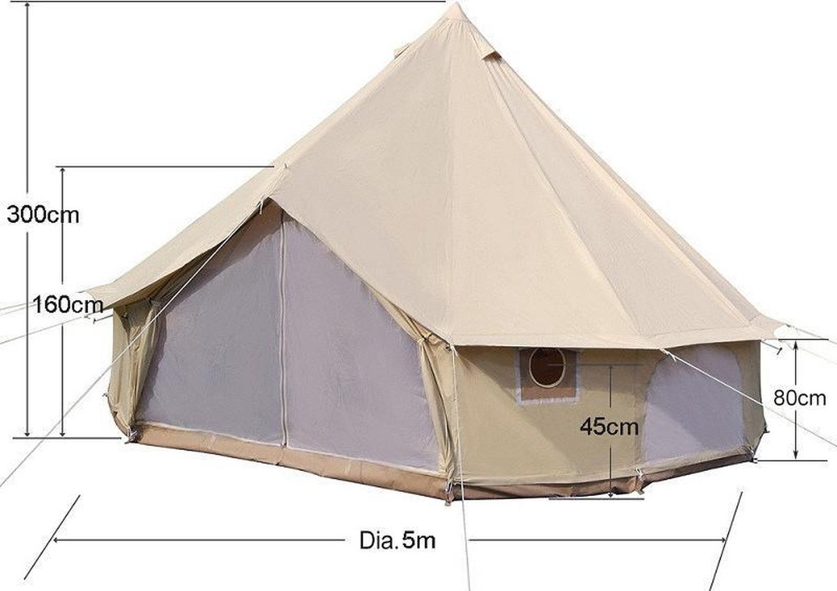 Safari Tent 5 Meter - Beige - 7 Persoons