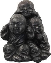 SENSE Kindermonnik Horen Zien Zwijgen op en naast elkaar - Boeddha - Tuinbeeld - Woonaccessoires  - Saolin - Woonkamer decoratie