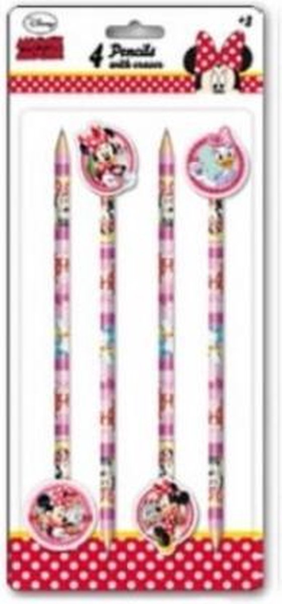 4 potloden met gum Minnie Mouse & Friends