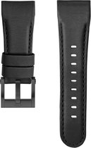 Black leather strap with steel clasp