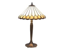 Lumilamp Tiffany Tafellamp Ø 40x62 cm Wit Beige Glas