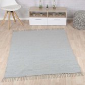 Kelim vloerkleed effen handweef Bomull - grijs 60x120 cm