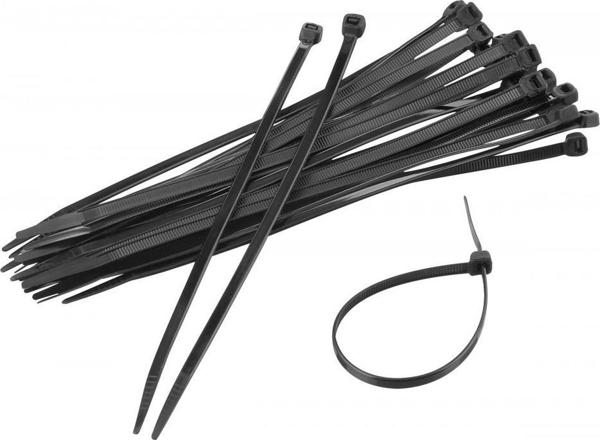 Gocableties 100 stuks 200 mm x 7,6 mm herbruikbare kabelbinders, zware zwarte loskabelbinders, 30,5 cm premium tie-wraps, sterke nylon ritsbanden