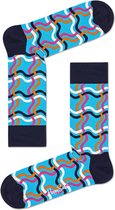 Happy Socks Squigly Sokken | Turquoise met Zwart | Maat 41-46