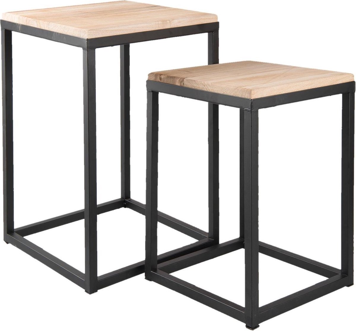 Bijzettafel Set van 2 Zwart IJzer