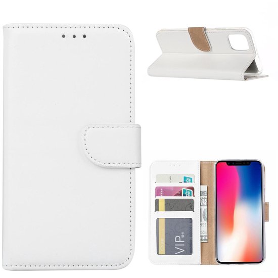 iPhone 11 - Bookcase white - étui portefeuille + 2X Full Cover Tempered Glass écran en verre trempé