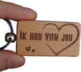 Sleutelhanger Hout "Ik hou van jou" - Liefde - Duurzaam Cadeau - Mannen - Vrouwen