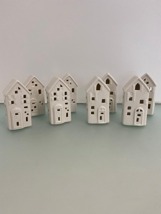 Mortal Toepassen snelweg decoratieve huisjes met lampjes - wit - 8 stuks | bol.com