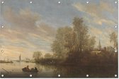Riviergezicht bij Deventer | Salomon van Ruysdael | 1645 | Tuindecoratie | Tuindoek | 180CM x 120CM | Schilderij | Tuinposter | Spandoek | Oude meesters