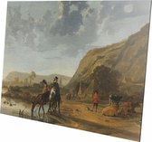 Riviergezicht bij Deventer | Salomon van Ruysdael | 1645 | Wanddecoratie | Aluminium | 120CM x 80CM | Schilderij | Foto op aluminium | Oude meesters