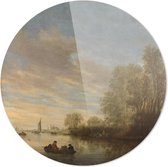 Riviergezicht bij Deventer | Salomon van Ruysdael | 1645 | Ronde Plexiglas | Wanddecoratie | 60CM x 60CM | Schilderij | Oude meesters | Foto op plexiglas