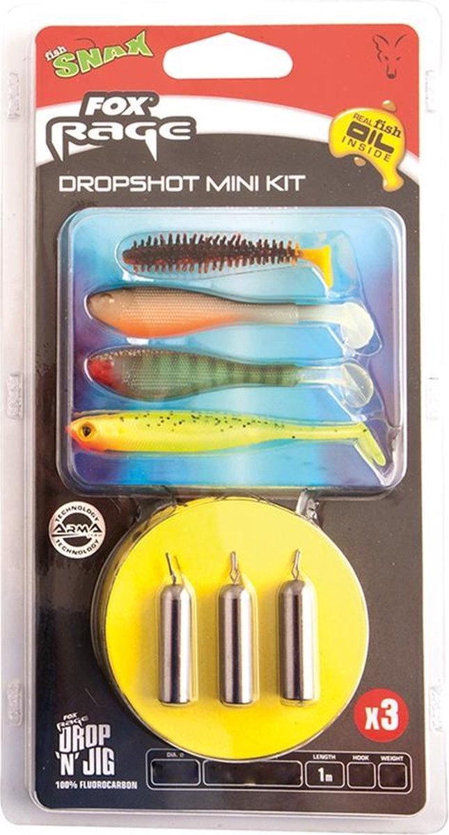 Fox Rage Ready Rig Dropshot Mini Kit - 11.35lb - 0.27mm - 1m - 12g - Haakmaat 4 - Assorti