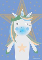 Unicorn ster blauwe poster A4