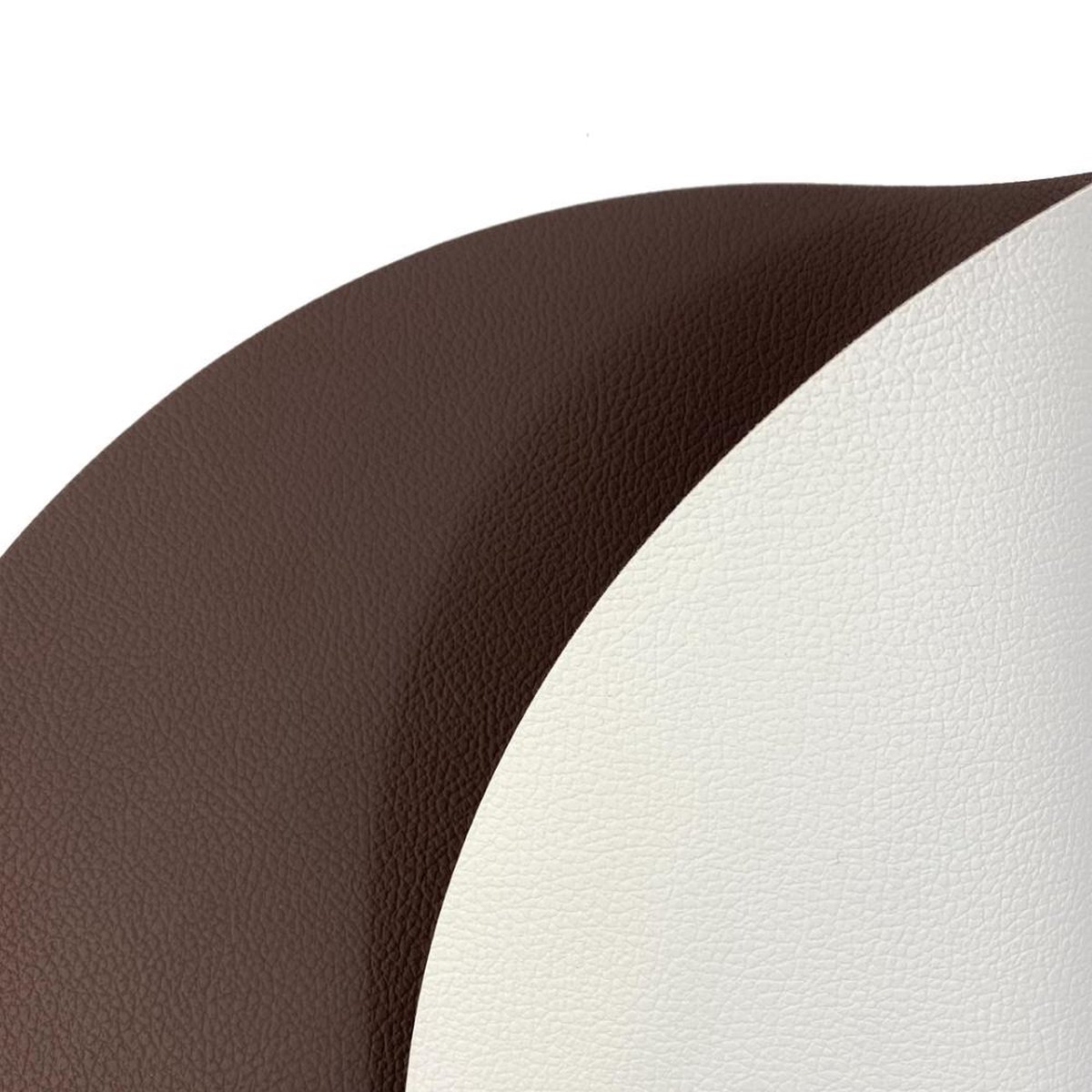 Luxe placemat in leatherlook - rond - ∅ 38 cm - wit/bruin