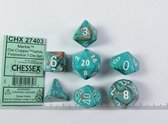 Chessex Marble Oxi-copper/white Polydice Dobbelsteen Set (7 stuks)