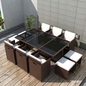 Tuin Loungeset Bruin 11 delig met Tafel (Incl LW Fleece deken) - Lounge bank tuin - Tuinbank - Loungebank - Tuinset - Tafelset tuin