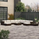 Tuin Loungeset Bruin 12 delig met Tafel (Incl LW Fleece deken) - Lounge bank tuin - Tuinbank - Loungebank - Tuinset - Tafelset tuin