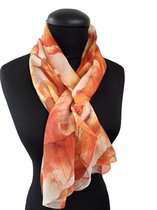 Chiffon dames sjaal herfstblad motief oranje Lichte dunne stof - 50 x 160 cm