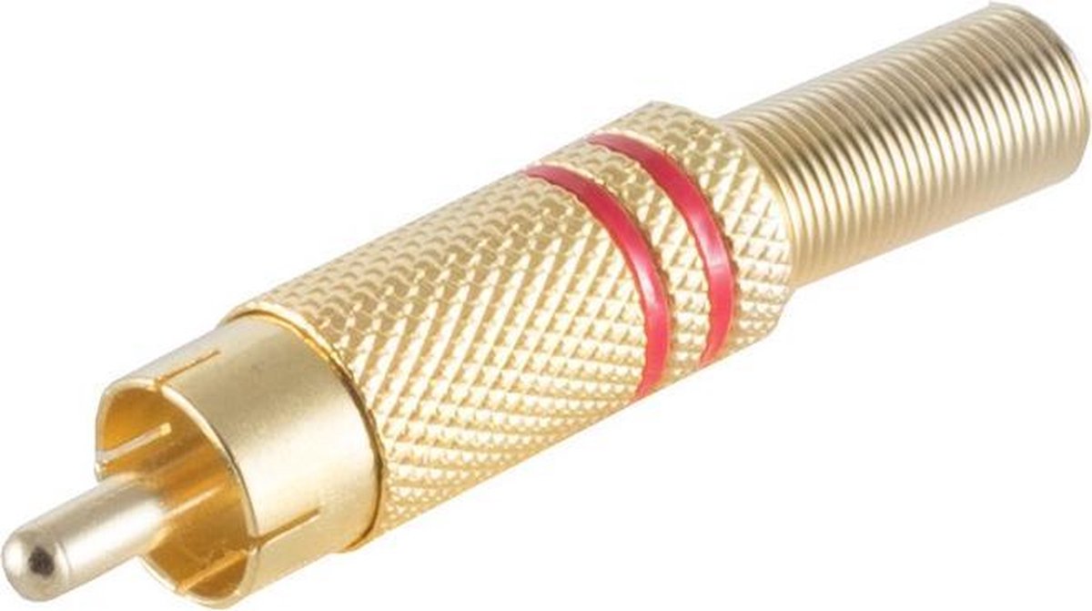 Soldeerbare Mono Tulp Connector (m) - Metaal - Verguld - Goud - Rood accent