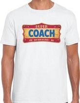 Super coach cadeau / kado t-shirt vintage wit voor heren L