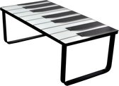 Salontafel met piano-print glazen tafelblad (incl. vloerviltjes)