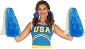 2 stuks cheerleader cheerballs blauw/wit 33 cm