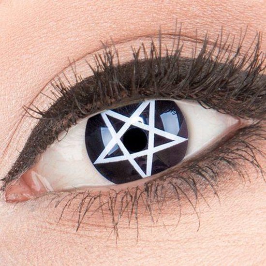 Kleurlenzen 'Pentagram' 3-maandlenzen inclusief lenzendoosje - zwarte  contactlenzen -... | bol.com