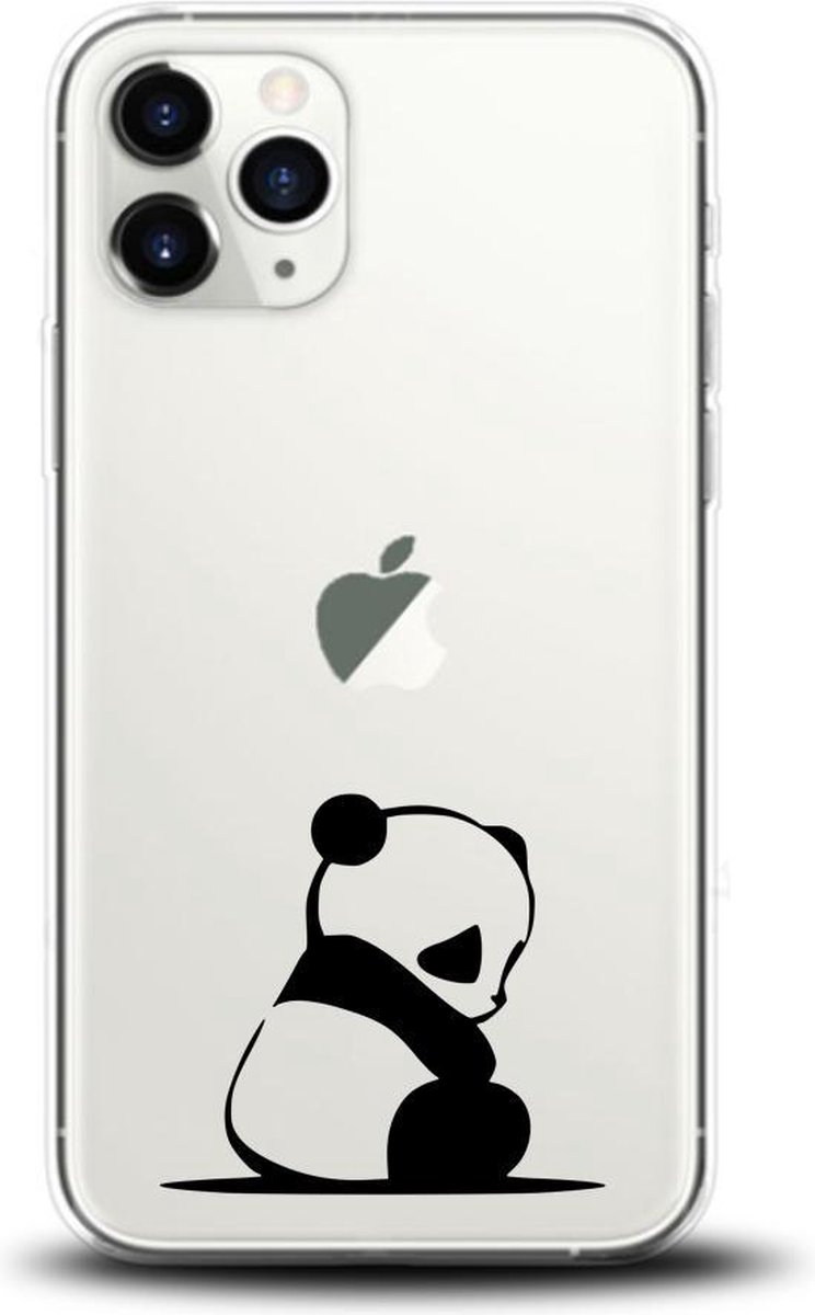 Apple Iphone 11 Pro Max siliconen telefoonhoesje transparant panda