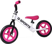 Loopfiets aluminium wit/roze