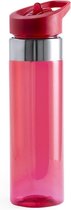 Rode drinkfles/waterfles met schroefdop en RVS 650 ml - Sportfles - BPA-vrij