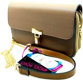 LICHTBRUIN MINI CROSSBODY TAS MET KETTING