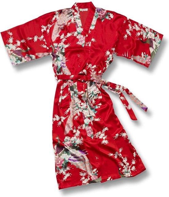 TA-HWA Kimono avec motif paon Kimono rouge pour femme L.