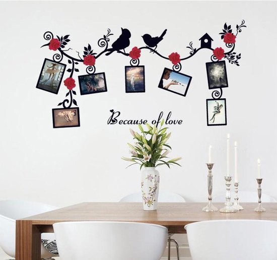 kom tot rust Tegenslag Verovering Fotolijst Met Vogels & Rozen Muursticker - Decoratie Sticker Muur & Wand -  Voor... | bol.com