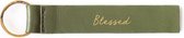Christelijke Leren Sleutelhanger - Blessed - Olijfgroen