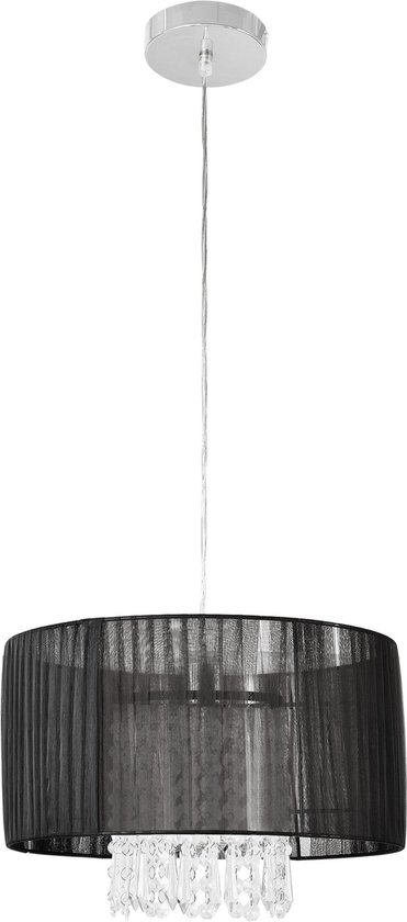 Hanglamp - Kleur zwart & chroom kleurig - Fitting 1 x E27 - Lampenkap (HxØ)  18 x 35 cm... | bol.com