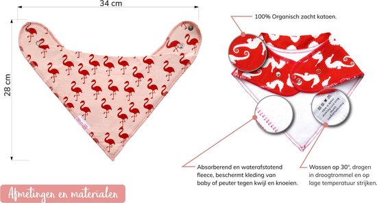 Slabbetjes baby meisje - Bandana kwijlslab - 3 stuks slabbers BB01a van Omaalie. — afbeelding 2